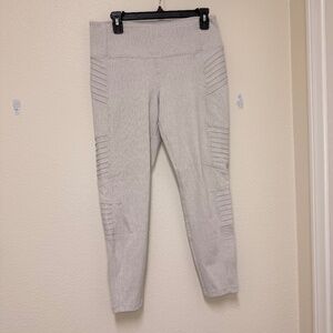 Athleta Delancey Moto Tight Legging Womens Lrg Tall Cream Braiden Textured Pants